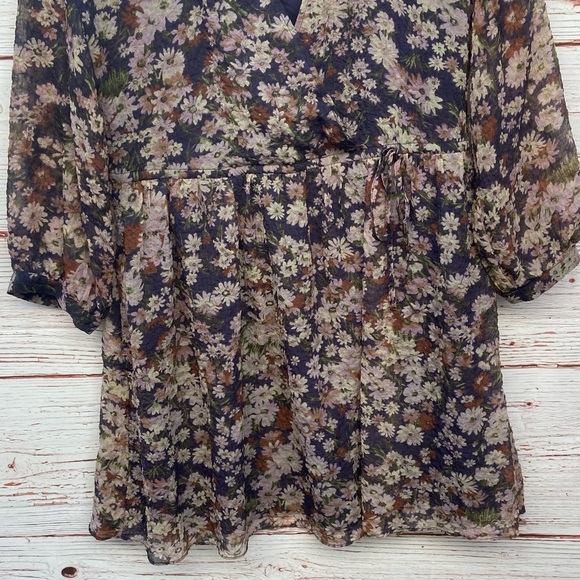 Madewell Drawstring Faux-Wrap Mini Dress in Daisy Reverie Sz S - Picture 10 of 16